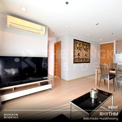 Condos for rent : Rental Condo 🚀 RHYTHM Ratchada-Huaikhwang, 2BR 66 sq.m. 33K ☄️ High Floor Beautiful Unit, Near MRT Huai Khwang 