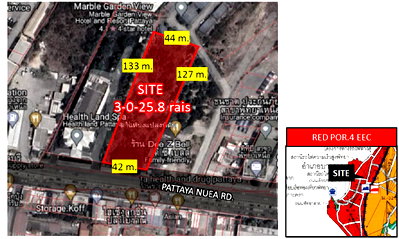Land for sale Bang Lamung Chonburi : Prime High-Rise Opportunity: 3-Rai Land in North Pattaya, EEC Red Zone (FAR 10) Maximum Development Potential Near Future Monorail Station