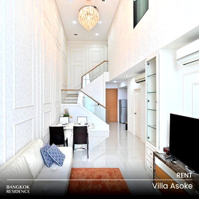 Condos for rent : Rental Condo 🌃 Villa Asoke, 2BR 90 sq.m. 55K 💚 Beautiful Unit, Ready to Move In, Near MRT Phetchaburi 