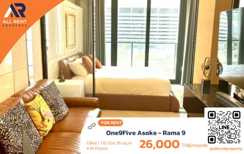 🔥 One9Five Asoke - Rama 9. Only 26,000 THB! ✨ 1 bedroom, 36 sq.m., 4th floor. Ready to move in.