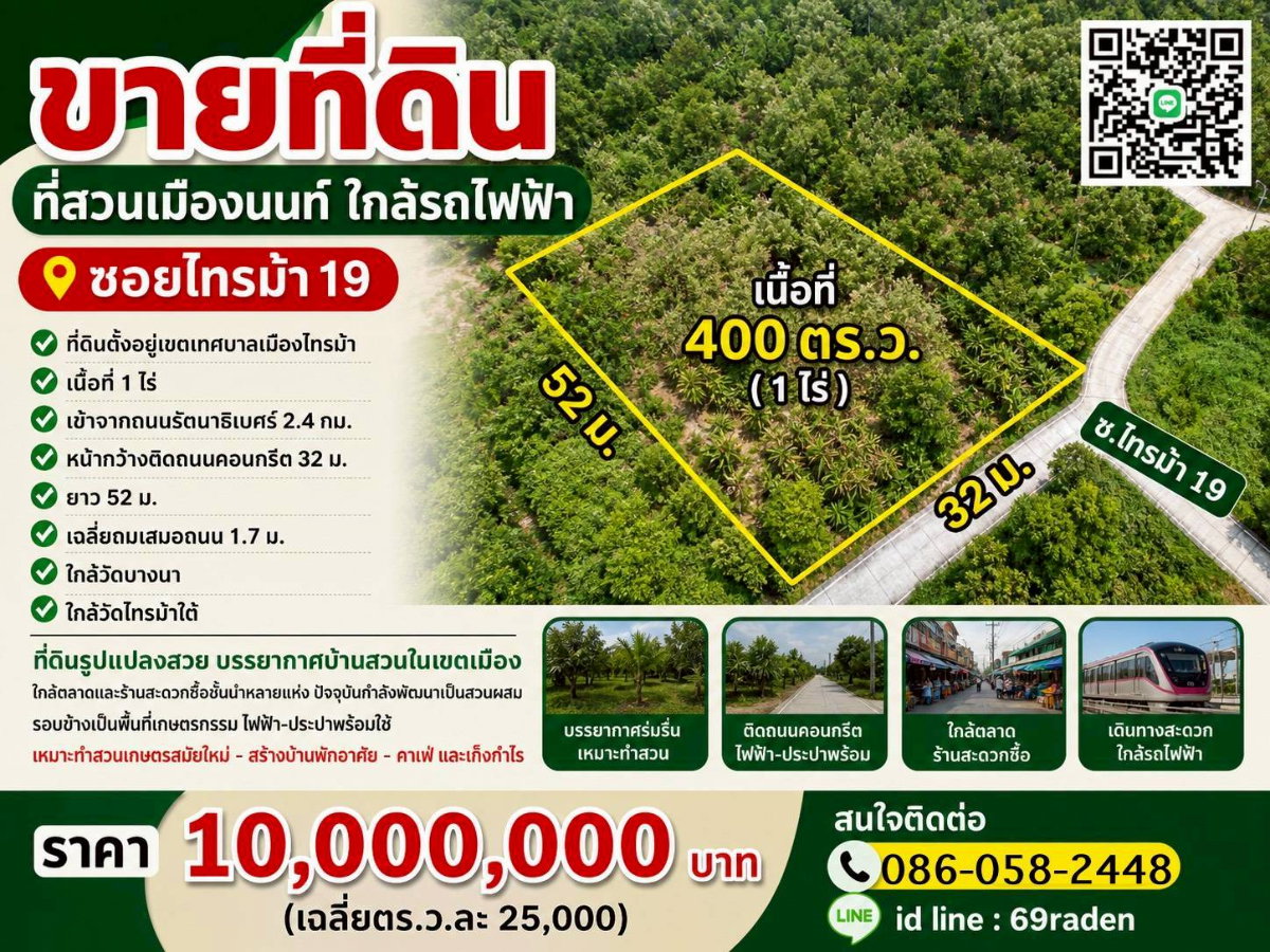 รูป ขายที่สวนเมืองนนท์ใกล้รถไฟฟ้า ซอยไทรม้า19 - รูปที่ 1/1
