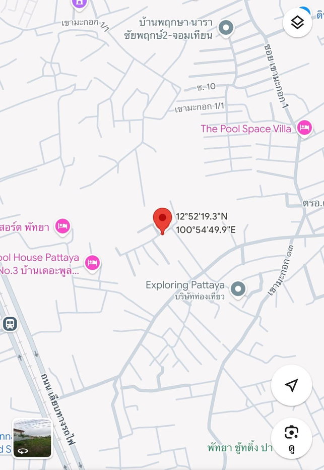 รูป ที่ดินพัทยาทำเลทอง เขามะกอก ชัยพฤกษ์ ใกล้ทางรถไฟ ใกล้ตลาดเอ็ม พื้นที่ 1ไร่ 24ตารางวา - รูปที่ 4/4