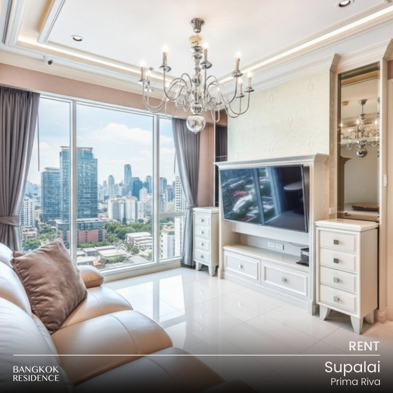 คอนโดให้เช่า : เช่าคอนโด 🌃 Supalai Prima Riva 2นอน 91.50ตร.ม. 40k 🌊 ยูนิตสวย วิวแม่น้ำ