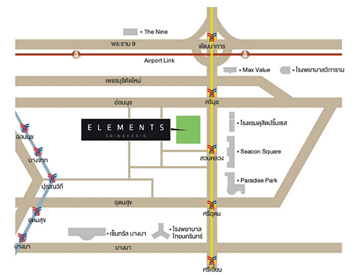 picture Call : 099-624-1956 For rent Elements Srinakarin Condo, Srinakarin area, size 38 square meters, 2nd floor, Building 4 - 12/13