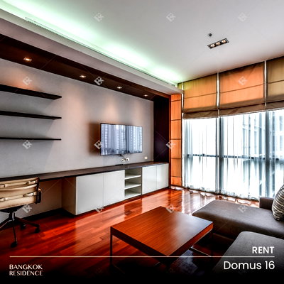 Condos for rent :  Rental Condo 💎 Domus 16, 2br 102sq.m. 58K 🌇 Warm luxury with wooden flooring & full wood furnishings,near BTS Asok 