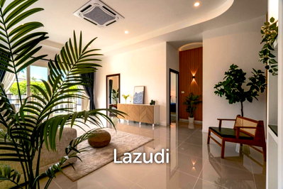 บ้านเดี่ยว ชลบุรี : บ้านเดี่ยวชั้นเดียว 183 ตร.ม. บนที่ดิน 448 ตร.ม. ทำเลโป่ง พัทยา แบบบ้านโมเดิร์นพร้อมสวนสวย