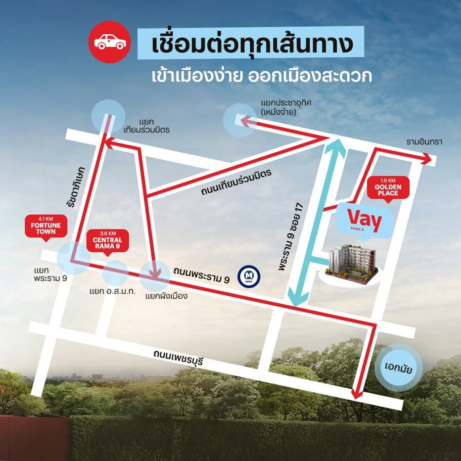 รูป 🚆 คอนโดพร้อมอยู่ใกล้ MRT พระราม 9 และศูนย์วัฒนธรรม ต้องที่ VAY Rama 9 แต่งครบพร้อมเข้าอยู่ เริ่ม 2.29 ลบ. โทร 061-616-1426 - รูปที่ 5/9