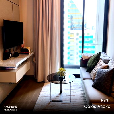 Condos for rent : Rental Condo 💎 Celes Asoke, 1br 42sq.m. 45K 🌆 Stunning view unit, next to MRT Sukhumvit 
