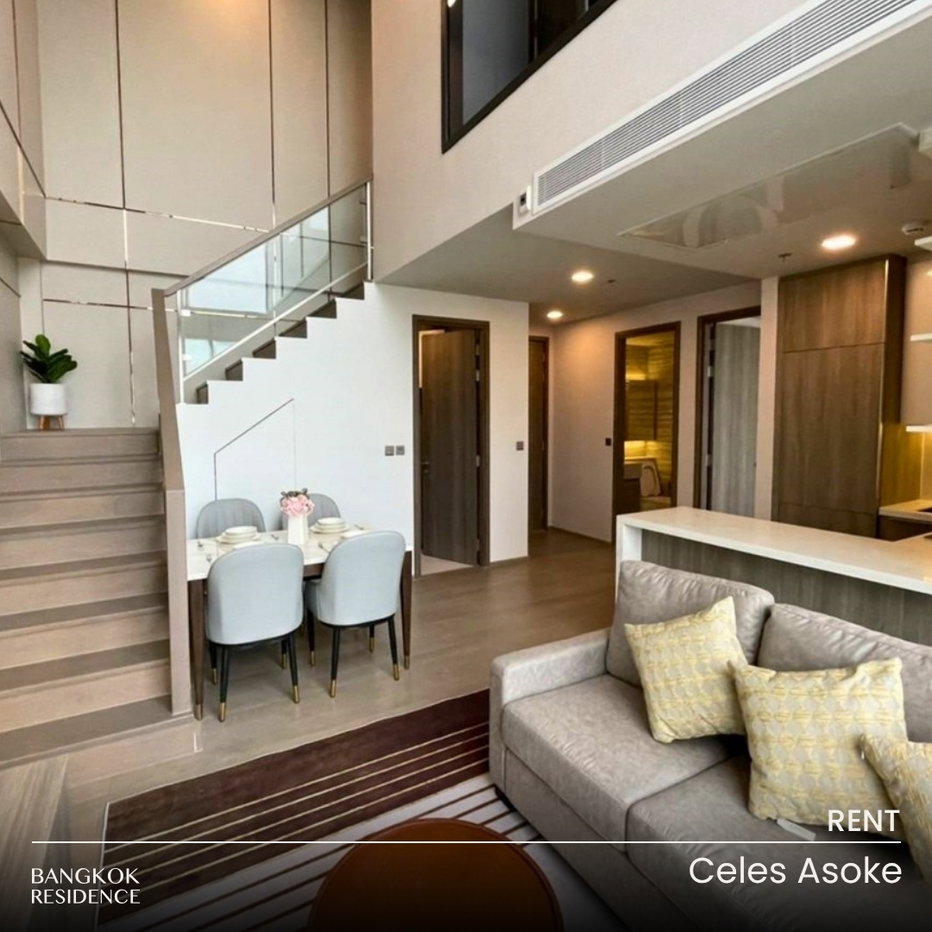 picture Rental Condo 💎 Celes Asoke, 2br 90sq.m. 100K 🌃 Duplex unit with stunning city view, Close MRT Sukhumvit - 1/10