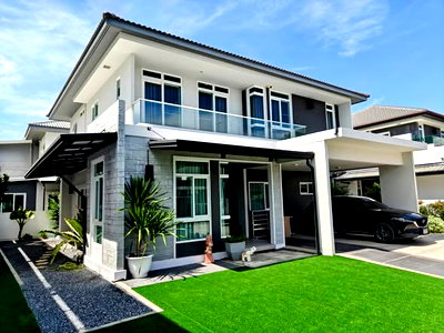 เช่าบ้านเดี่ยว สนามบินสุวรรณภูมิ : HR3530เช่าบ้านเดี่ยวหลังมุม มัณฑนา 2 บางนา กม.7 พื้นที่ 91.5 ตร.ว. โซนพรีเมียมใกล้สโมสร ติด รร.ราชวินิตบางแก้ว ใกล้ Mega Bangna