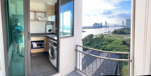 U Delight Residence Riverfront Rama 3 ห้องไซส์ใหญ่ ขนาด: 51 ตร.ม. (ชั้น 13) | 1 นอน 1 น้ำ 1 ครัว  🌊 Highlight: วิวโค้งน้ำเจ้าพระยาแบบเต็มตาจากระเบียง 