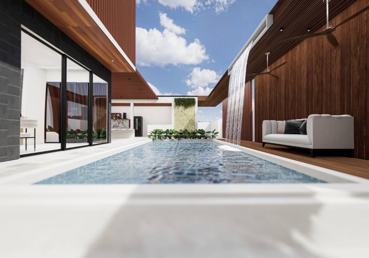รูป บ้านพร้อมสระว่ายน้ำในตัว ใกล้ห้างสรรพสินค้าเพียง .ระบบรักษาความปลอดภัยที่ดี 24 ชม - รูปที่ 5/6