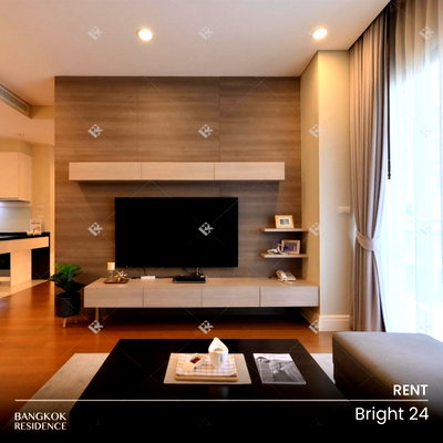 คอนโดให้เช่า : เช่าคอนโด 🌆 Bright 24 2นอน 88ตร.ม.72k 💎 ห้องสวย มีเฟอร์ & เครื่องใช้ไฟฟ้าครบ ใกล้ BTS พร้อมพงษ์ 