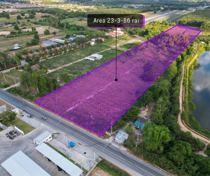 ขายที่ดินผังม่วงลาย นิคมพัฒนา ระยอง เนื้อที่ 23 ไร่ 3 งาน 86 ตร.วา