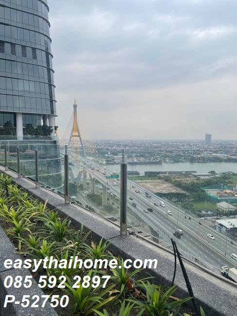 รูป P-52750 (ให้เช่าคอนโดใกล้สะพานภูมิพล 1 พระราม 3) ลุมพินี เพลส พระราม 3-ริเวอร์ไรน์ ห้อง 1นอน1น้ำ ชั้น22 วิวเมือง Line: @easythaihome 085-592-2897 - รูปที่ 2/13