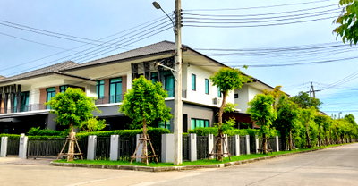 Houses for sale King Kaew Road : Single house for sale, corner plot, 68.4 sq.wa., Atoll Java Bay Village.