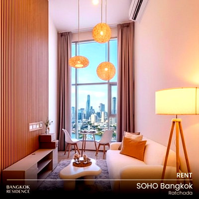 คอนโดให้เช่า : เช่าคอนโด 🌌 SOHO Bangkok Ratchada 1นอน 48ตร.ม. 40k 💖 ยูนิสวยมาก ใกล้ MRT ห้วยขวาง 