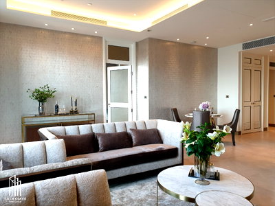 คอนโดให้เช่า : Condo for RENT *The Residences At Mandarin Oriental Bangkok ชั้นสูง ห้องมุม ทิศใต้ วิวแม่น้ำเจ้าพระยา @200,000 Baht