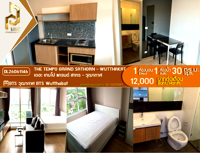 Condos for rent : DL26061146 Condo for rent, The Tempo Grand Sathorn - Wutthakat near BTS Wutthakat, ready to move in, call urgently 0614453194 LineID @952jdxxk