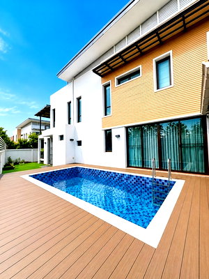 เช่าบ้านเดี่ยว บางบอนเหนือ : สาทรประมาณ 25 นาที Zanook Wake Park เพียง 300 ม. บ้านเดี่ยวหรูพร้อมสระว่ายน้ำ บางบอน3 Big C บางบอน 2.8 กม. รพ.บางปะกอก 8 3 กม.