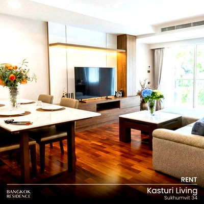 Condos for rent : Rental Condo 💎 Kasturi Living Sukhumvit 34, 2BR 150sqm 80K ⭐ Rare Unit, High Demand, BTS Thonglo 