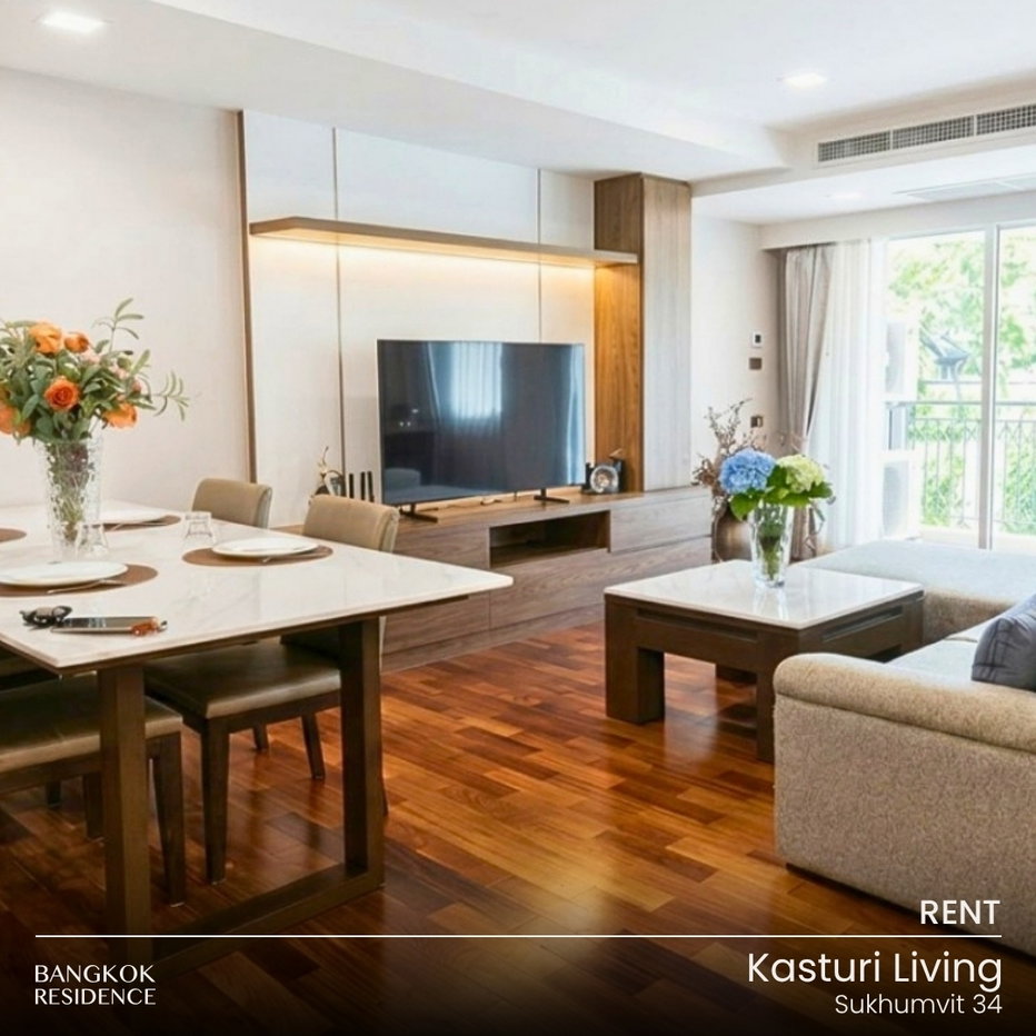 รูป เช่าคอนโด 💎 Kasturi Living Sukhumvit 34 ห้อง2นอน 150ตร.ม. 80k ⭐ แรร์ที่สุด ห้องสวยว่างน้อย! ใกล้ BTS ทองหล่อ  - รูปที่ 1/8
