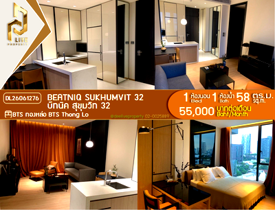 Condos for rent : DL26061276 Condo for rent, Beatniq Sukhumvit 32 near BTS Thong Lo, ready to move in, call urgently 0614453194 LineID @952jdxxk