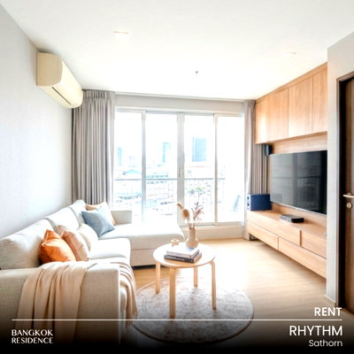 Condos for rent : Rental Condo 💙 RHYTHM Sathorn, 2BR 66.37 sq.m. 32K ✨ Newly Renovated, Near BTS Saphan Taksin 
