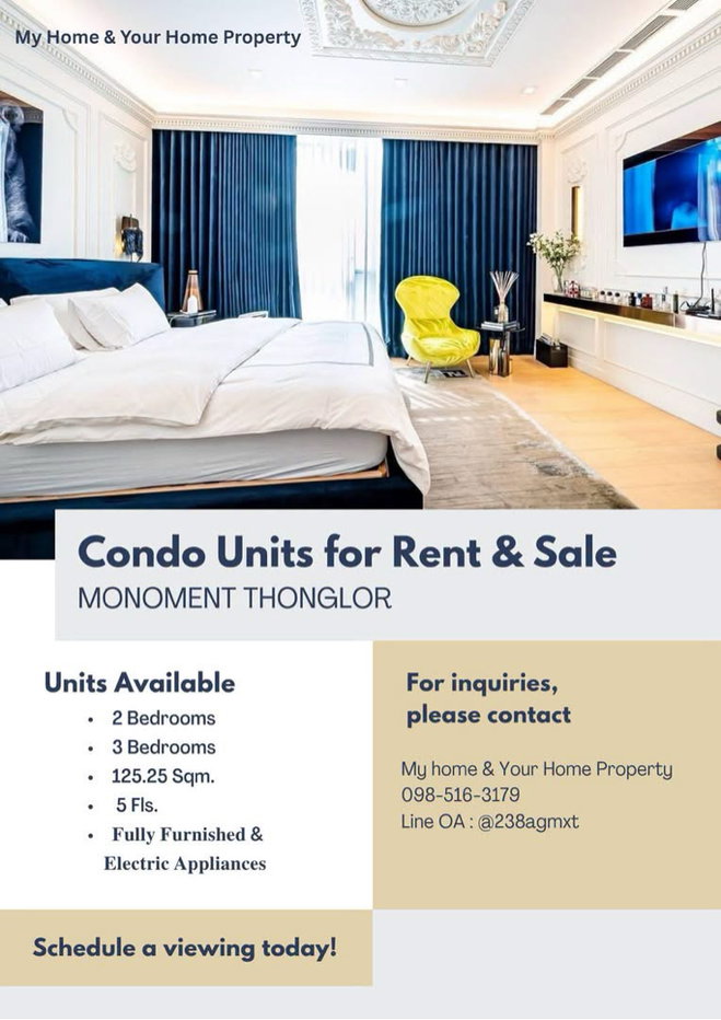 รูป For Rent&Sale 📌 The Monument Thonglor 📌 2 bedrooms 180,000/month. - รูปที่ 1/13