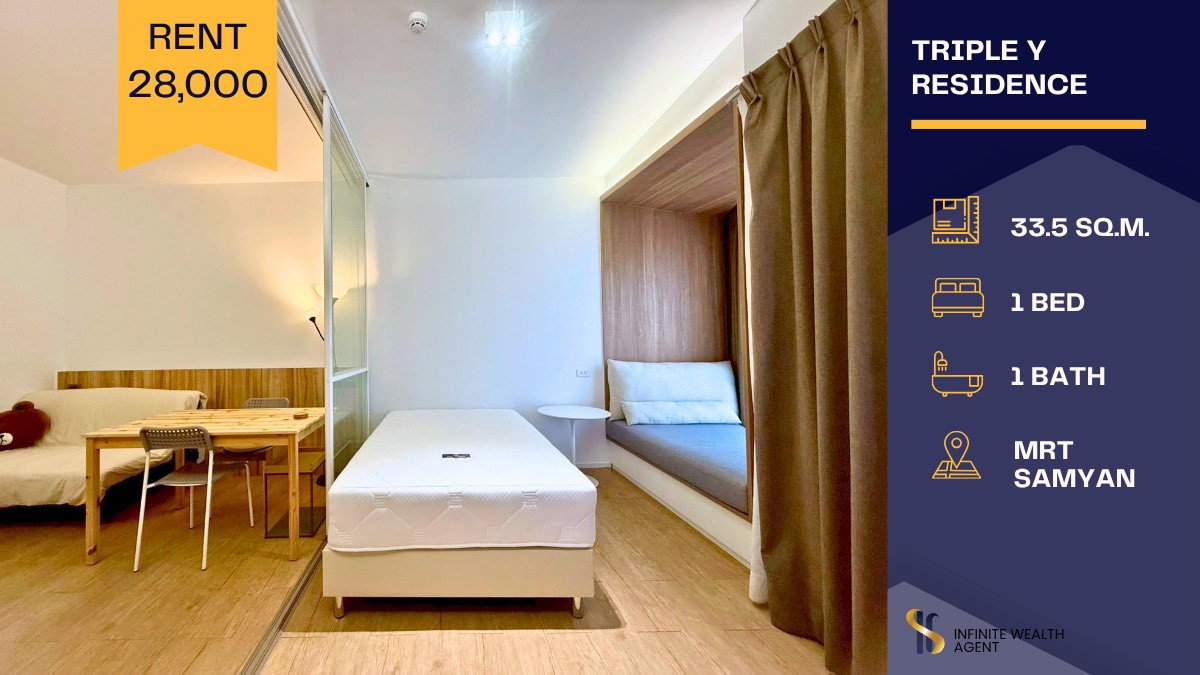 รูป 🌆 Triple Y Residence วิวเมืองใจกลางสามย่าน 🚇 ติด MRT เหนือ Samyan Mitrtown พร้อมอยู่ทันที เพียง 28K ✨ - รูปที่ 1/8