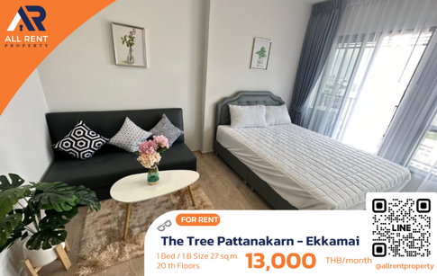 🔥 The Tree Pattanakarn - Ekkamai - Only 13,000 THB ✨ 1 Bedroom, 27 sq.m., 20th Floor, Beautiful View, Ready to Move In