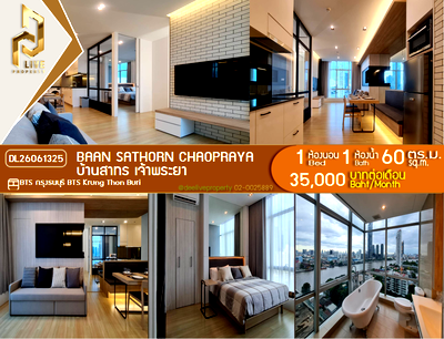Condos for rent : DL26061325 Condo for rent, Baan Sathorn Chaopraya near BTS Krung Thon Buri, ready to move in, call urgently 0614453194 LineID @952jdxxk