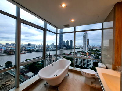 คอนโดให้เช่า : *AP186* 🌊ด่วน ให้เช่า Baan Sathorn Chaophraya  💎Rare Corner Unit!  วิวโค้งแม่น้ำเจ้าพระยา | เดินถึง ICONSIAM | เพียง 35,000.-/เดือน