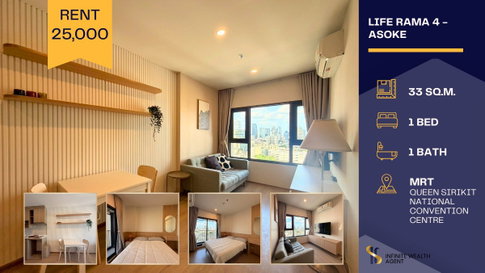 🌆 Rare 1BR at Life Rama 4-Asoke ✨ Brand-new cozy built-in room near MRT & One Bangkok 🏡 Ready to move in, only 25K/month 💫