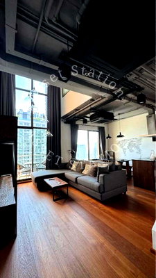 Condos for rent : Available for rent! ‼️ Villa Asoke, luxurious duplex unit, spacious 80 sq.m., high floor with Bangkok city view, near MRT Phetchaburi 🏢