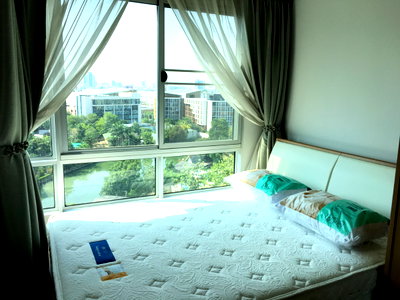 Condos for rent : P-47017 | For Rent: The Base Sukhumvit 77 🔥✨ High-floor 1-Bedroom Condo with Beautiful Habito, Phra Khanong River Curve & City Views, Fully Furnished