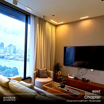 Condos for rent : Rental Condo 🌃 Chapter Charoennakhorn-Riverside, 2BR 68 sq.m. 55K 💫 High Fl., Spacious Unit, Great View 