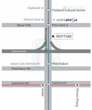 🎉 For rent condo RHYTHM ASOKE Building 1, Floor 28,Studio, Room size 23.00 sqm