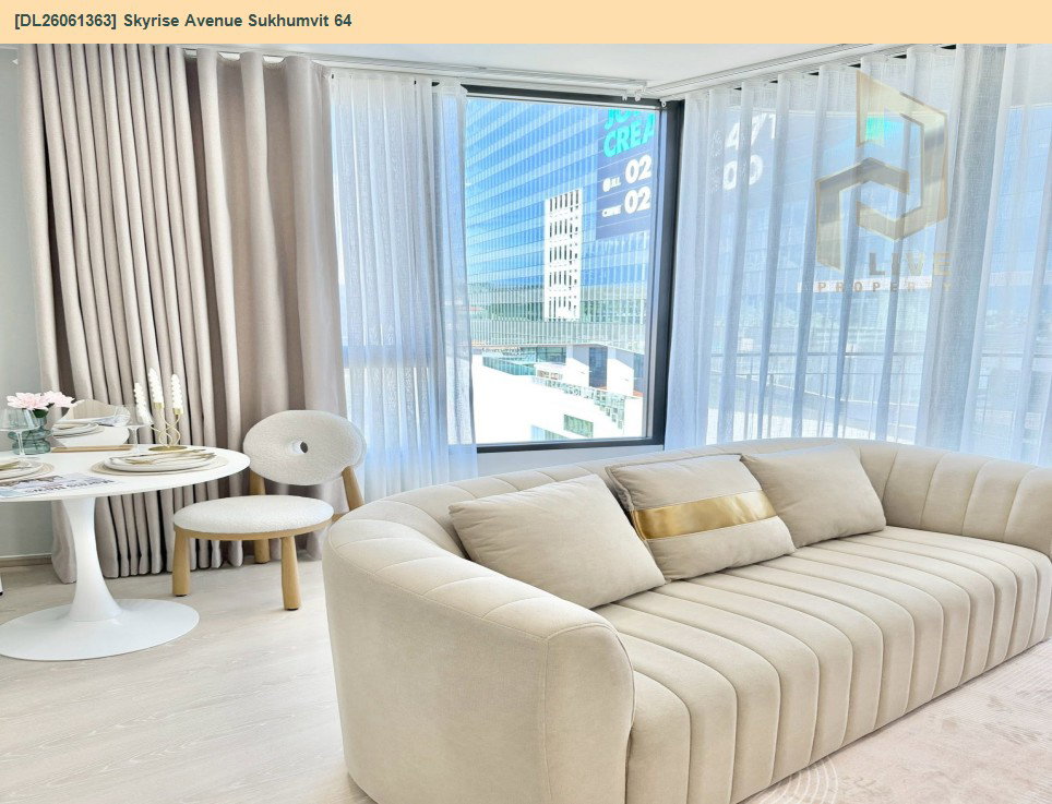 รูป DL26061363 ให้เช่าคอนโด สกายไรส์ อเวนิว สุขุมวิท 64 (Skyrise Avenue Sukhumvit 64) ใกล้ BTS ปุณณวิธี พร้อมเข้าอยู่ โทรด่วน 0614453194 LineID @952jdxxk - รูปที่ 4/17
