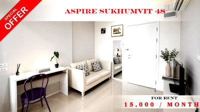 Condos for rent : 🍀🍀 Modern Room 💙 For Rent 📍 Aspire Sukhumvit 48 ✨ 📲 Line: @rent2022 🚆 Near BTS Phra Khanong🔖A11478