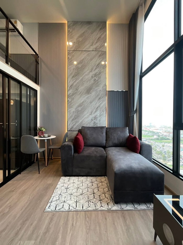 รูป (AA156) 🔥 Origin Plug & Play Nonthaburi Station | ห้อง Duplex ชั้น 19 เพดานสูง ดีไซน์ทันสมัย พร้อมเฟอร์นิเจอร์ Built-in ครบ บนทำเลติดรถไฟฟ้า ✨ - รูปที่ 2/15