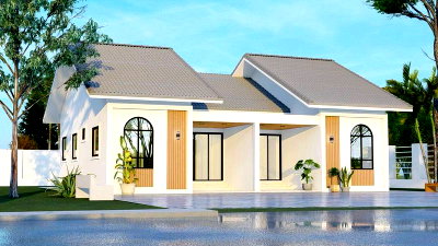 Twin houses for sale Chonburi : Newly built, high-quality twin houses in a prime location, Soi Na Phrao, Sriracha.