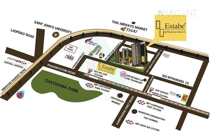 รูป 🎉 ให้เช่าคอนโด เอสตาเบ พหลโยธิน 18 อาคาร C ชั้น 2 สตูดิโอ ขนาด 28.00 ตรม ใกล้ ตลาดจตุจักร - รูปที่ 3/8