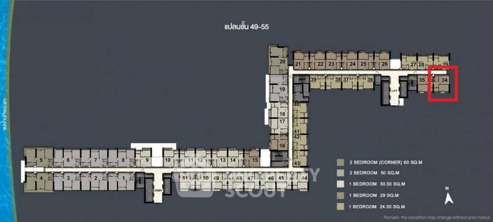 รูป คอนโด 1 ห้องนอน 30 ตร.ม. ชั้น 51 เดอะ โพลิแทน ริฟเวอร์ 400 ม. ถึง MRT (ID 1224698) - รูปที่ 32/32