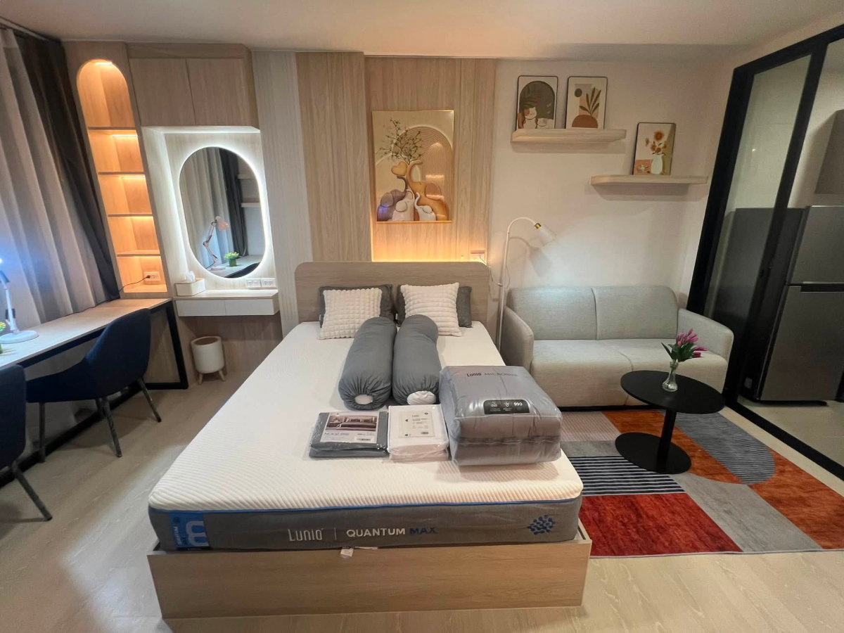 รูป *AP246* 🔥ตรงข้าม ม.กรุงเทพ | D Condo Hype Rangsit | Muji Style | เครื่องซักอบ + Lunio Mattress | เริ่ม 12,500.-/เดือน - รูปที่ 4/7
