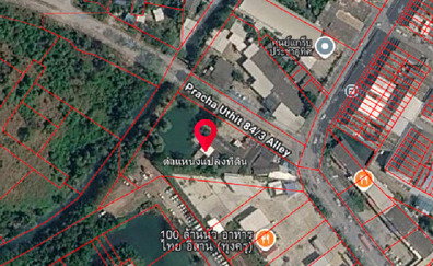picture Land for sale, large plot consisting of 2 title deeds, located on the main road, Pracha Uthit Road, adjacent to Soi Pracha Uthit 84/3. - 6/7