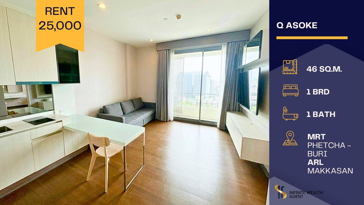 รูป 🌆 High-floor 1BR at Q Asoke ✨ ติด MRT เพชรบุรี วิวโล่งไม่บล็อก ห้องเจ้าของอยู่เอง สภาพใหม่มาก พร้อมอยู่ 25K 🚆 - รูปที่ 1/6