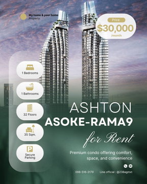 📌 For Rent Ashton Asoke Rama9 30,000/month ✅