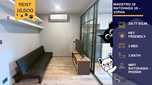 🐶🐱 Pet Friendly Condo ✨ Warm and cozy unit, airy and comfortable 🚝 Close to MRT Ratchadaphisek 🤎 Perfect for both you and your pets