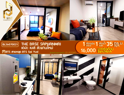 Condos for rent : DL26070021 Condo for rent, THE BASE Saphanmai near BTS Sai Yud, ready to move in, call urgently 0614453194 LineID @952jdxxk